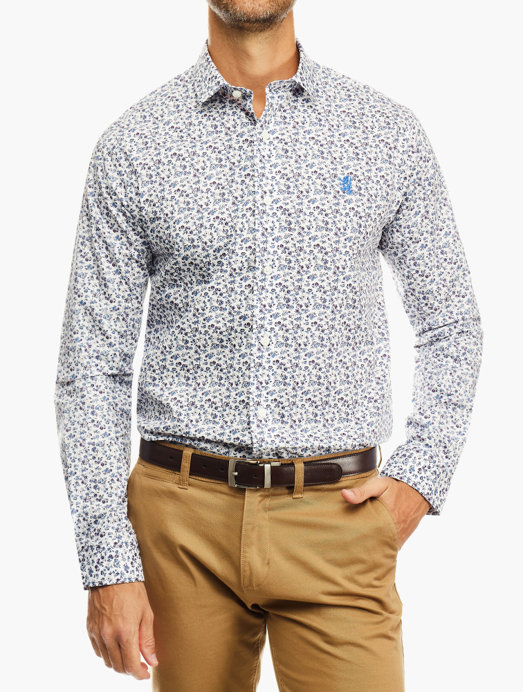 Purple Floral Tailored Fit Shirt